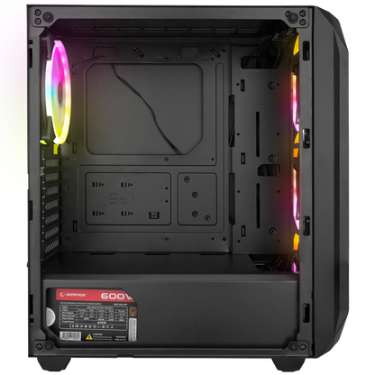ZUKO 600W 80+ BRONZE Siyah emperli Camlı ATX Mid-T Gaming Oyuncu Kasası - Rampage