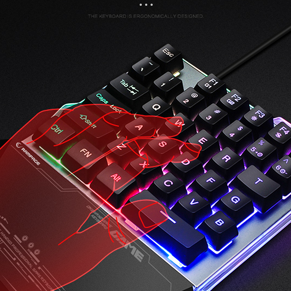 KB-R24 X-MINI RGB Zemin Aydınlatmalı Metal Taban Gövdeli Mini Gaming Oyuncu Klavyesi - Rampage
