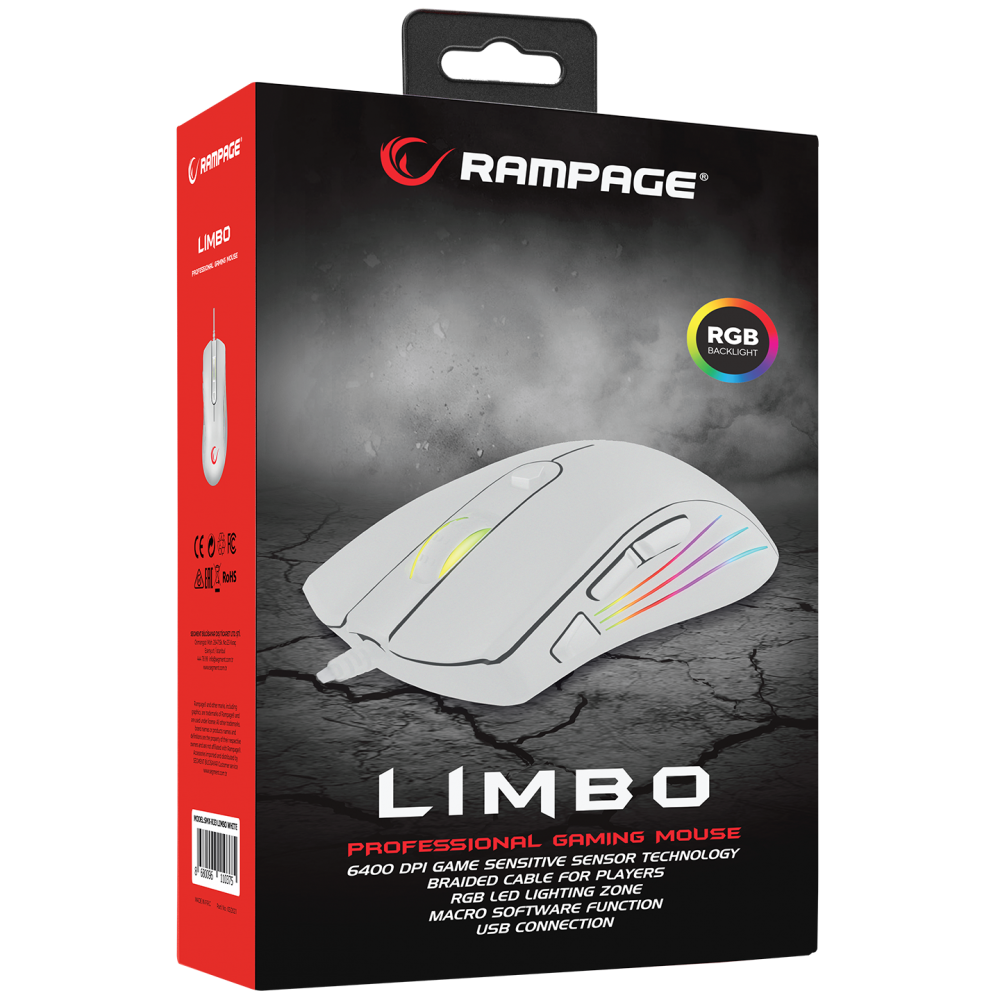 SMX-R33 LIMBO Makrolu Beyaz 6400dpi RGB Ledli Gaming Oyuncu Mouse