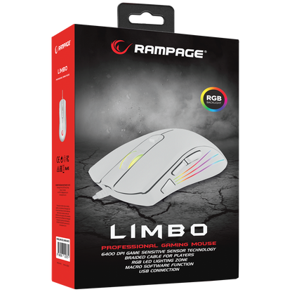 SMX-R33 LIMBO Makrolu Beyaz 6400dpi RGB Ledli Gaming Oyuncu Mouse