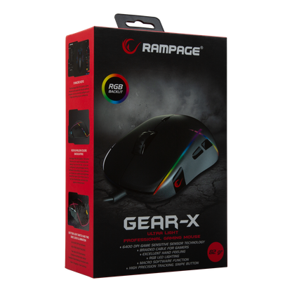 SMX-R115 GEAR-X 6400dpi Hareketli RGB Işıklı 9 Adet Makro Tuşlu Gaming Oyuncu Mouse - Rampage