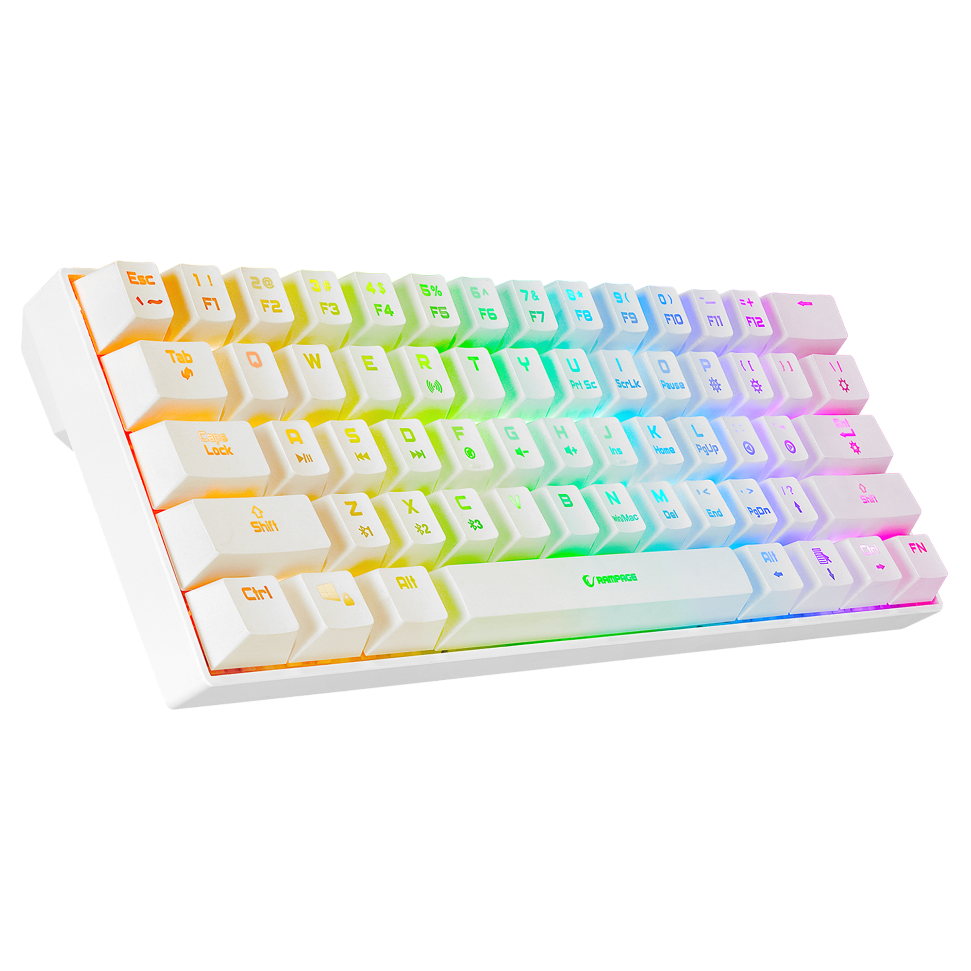 Kb-Rx63 B-Atom Bluetooth Blue Switch 63 Key US Layout Mini Gaming Keyboard-White