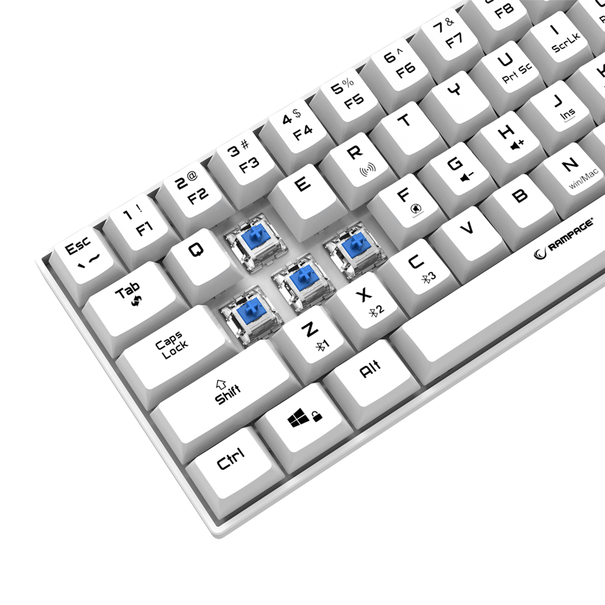 Kb-Rx63 B-Atom Bluetooth Blue Switch 63 Key US Layout Mini Gaming Keyboard-White