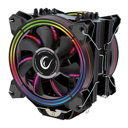 ICED120-RGB 42.5CFM 2000RPM Çift 12cm AMD/Intel LGA1200 Uyumlu S-RGB Hava Soğutmalı CPU Fan - Rampage