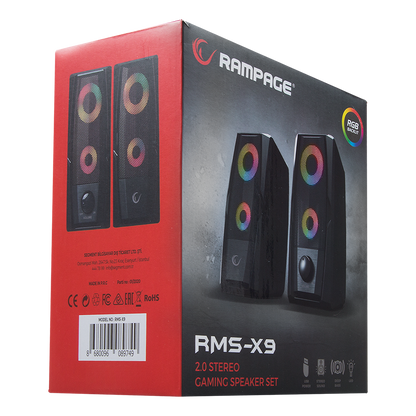 RMS-X9 2.0 RGB Işıklı Multimedia 5V 30dB Gaming Oyuncu Speaker - Rampage