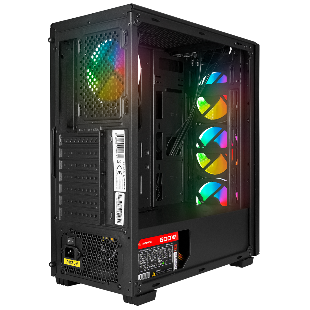 SAILOR Temperli Camlı 600W 80+ BRONZE Siyah  ATX Mid-T Gaming Oyuncu Kasası
