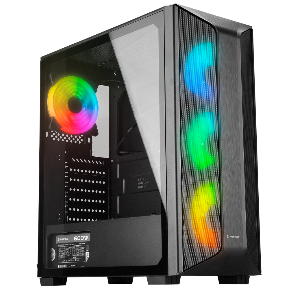 SAILOR Temperli Camlı 600W 80+ BRONZE Siyah ATX Mid-T Gaming Oyuncu Kasası - Rampage
