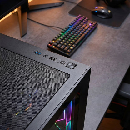 ARES V2 Temperli Camlı Siyah 7*12cm ARGB Pwm Fan + Kumanda ATX Mid-T Gaming Oyuncu Kasası