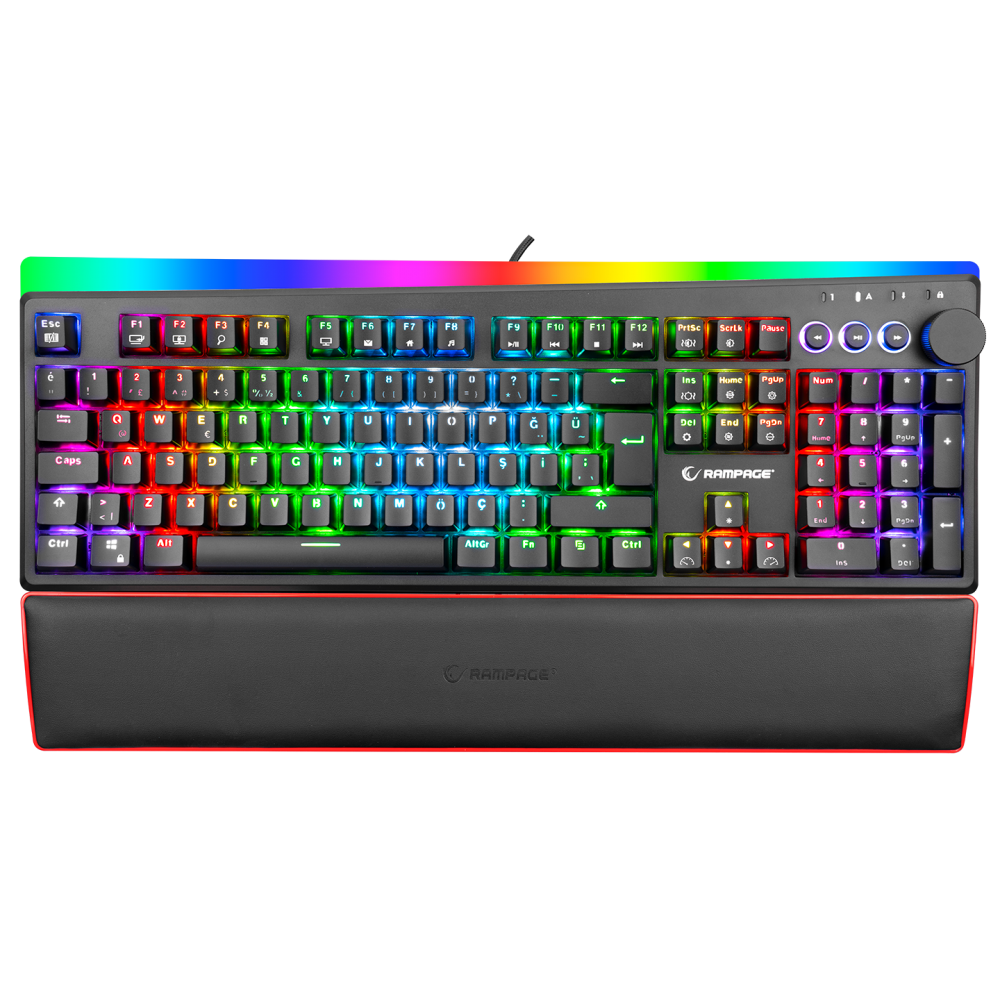 KB-R97 X-TRACER Siyah USB Blue Switch Tam Türkçe Gaming Oyuncu Mekanik Klavye - Rampage