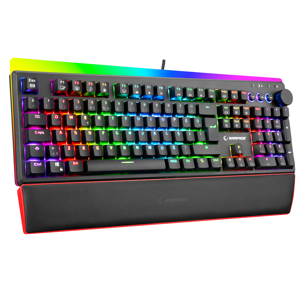 KB-R97 X-TRACER Siyah USB Blue Switch Tam Türkçe Gaming Oyuncu Mekanik Klavye - Rampage