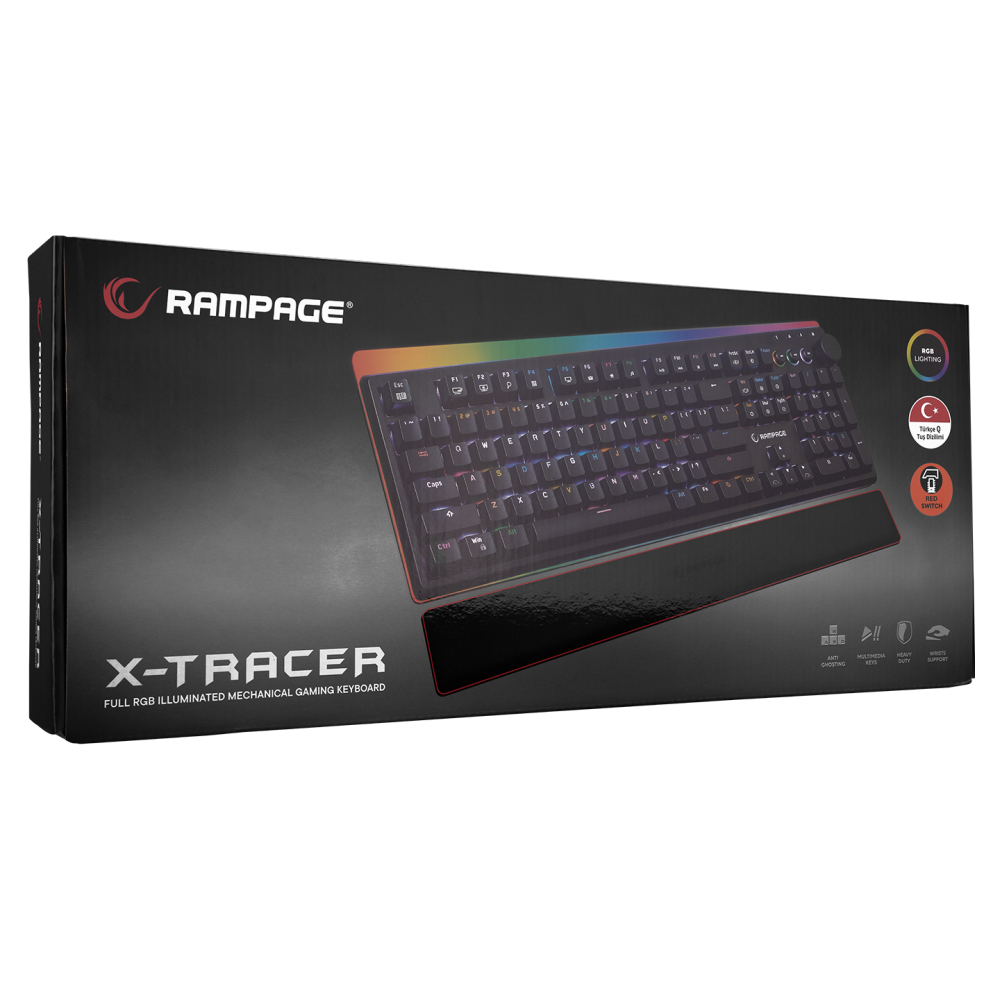 KB-R97 X-TRACER Siyah USB Red Switch Tam Türkçe Gaming Oyuncu Mekanik Klavye