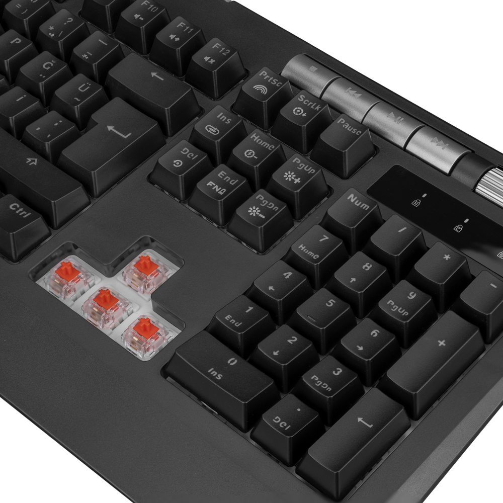KB-R105 EXHERO Full RGB Ledli Outemu Red Switch 5 Makro Tuşlu Standlı Türkçe Gaming Oyuncu Klavyesi - Rampage