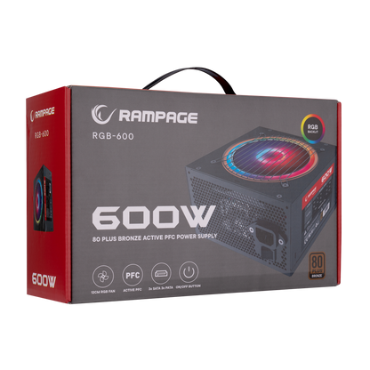 RGB-600 600W 80 Plus Bronze Aktif PFC 12cm RGB Fanlı Power Supply