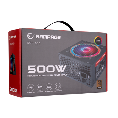 RGB-500 500W 80 Plus Bronze 12cm RGB Fanlı Power Supply - Rampage