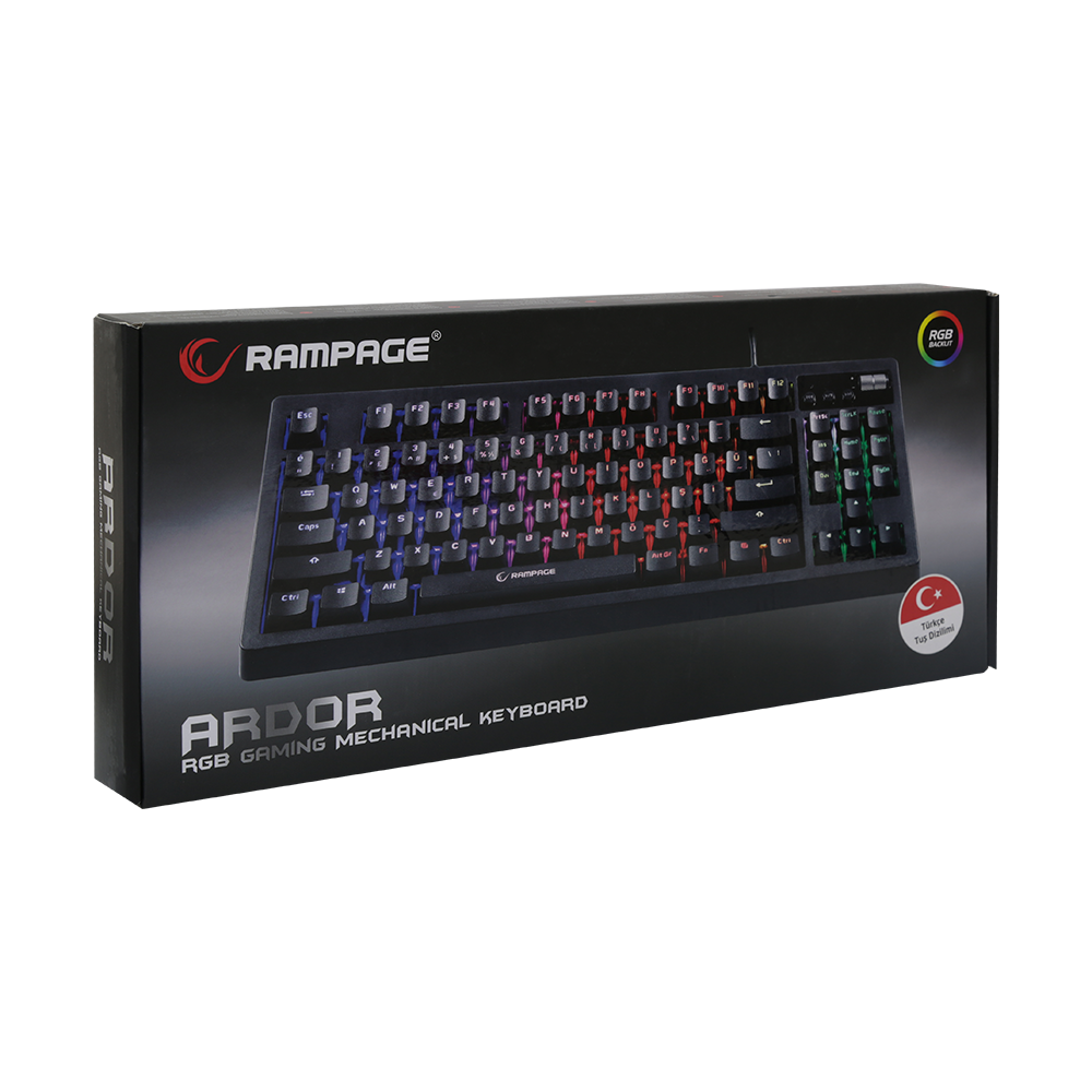 KB-R320 ARDOR FULL RGB E-Spor Blue Switch Mekanik Gaming Oyuncu Klavyesi - Rampage