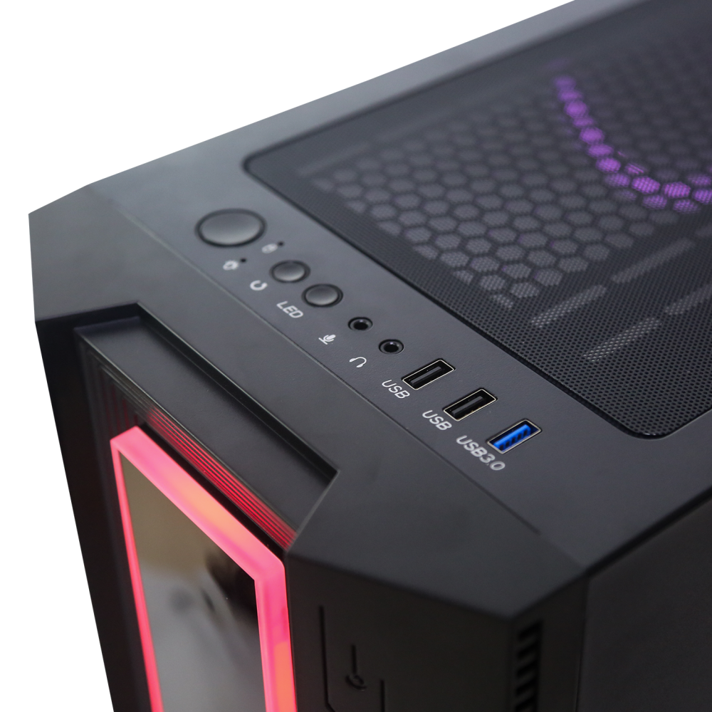 GRAND 600W 80 Plus Bronze Temper Camlı 14cm RGB Fan+Led Şeritli Gaming Oyuncu Kasası - Rampage
