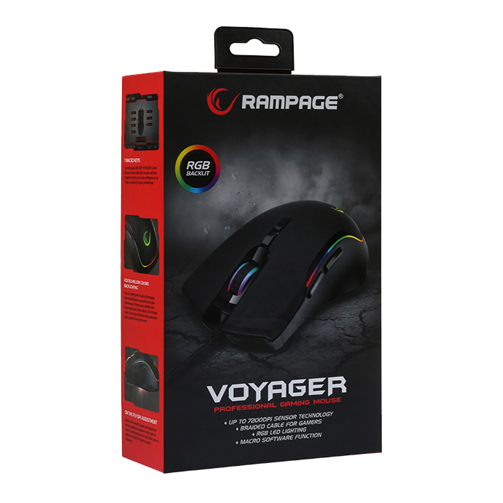 SMX-R27 VOYAGER Usb RGB Işıklı Makrolu 1200/2400/4800/7200dpi Gaming Oyuncu Mouse - Rampage