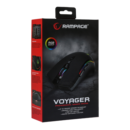 SMX-R27 VOYAGER Usb RGB Işıklı Makrolu 1200/2400/4800/7200dpi Gaming Oyuncu Mouse - Rampage