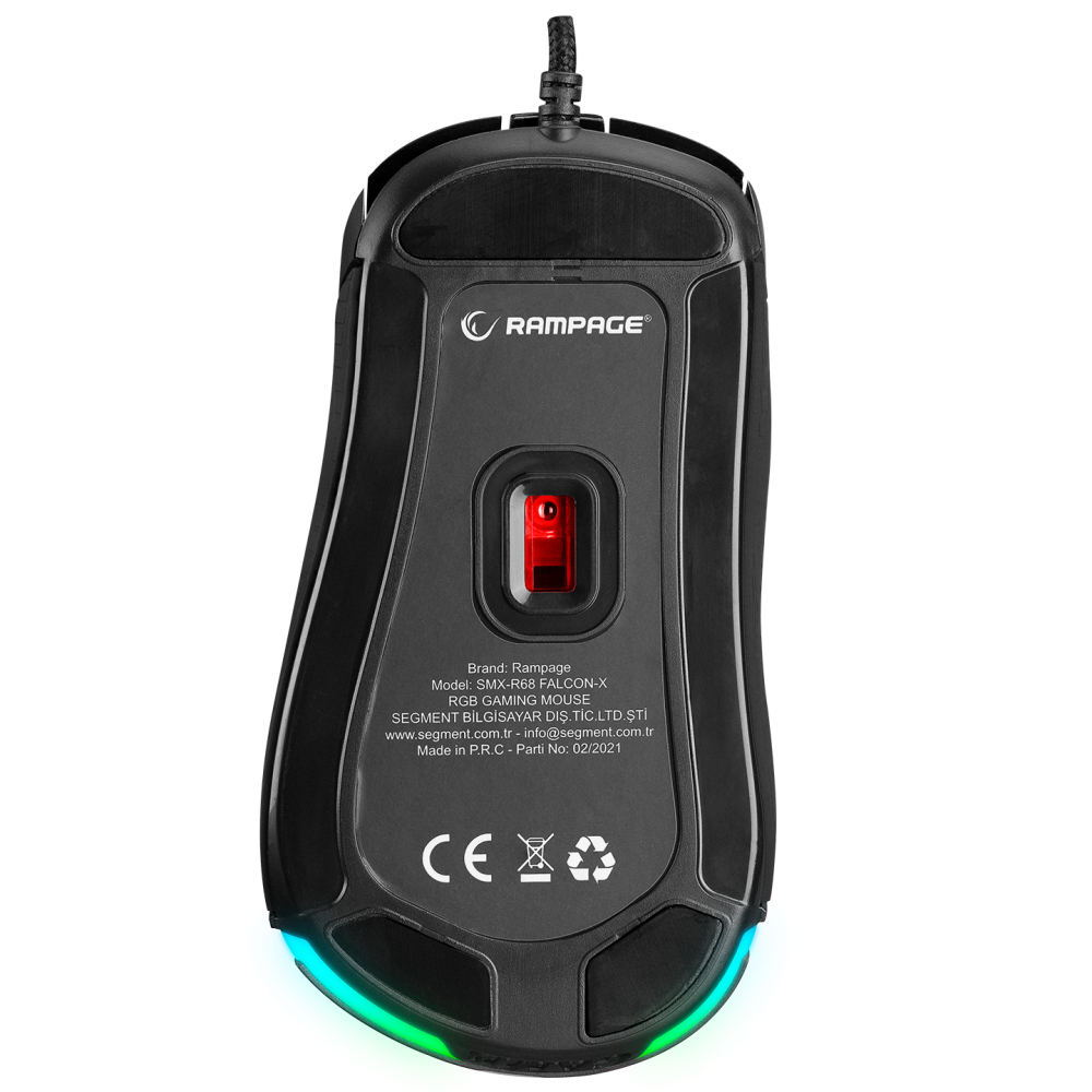 SMX-R68 FALCON-X Usb Siyah 800-6400 dpi RGB Ledli Gaming Oyuncu Mouse - Rampage