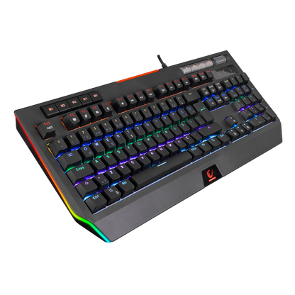KB-R105 EXHERO Full RGB Ledli Outemu Blue Switch 5 Makro Tuşlu Standlı Türkçe Gaming Oyuncu Klavyesi
