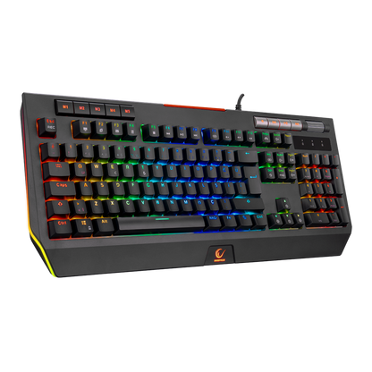 KB-R105 EXHERO Full RGB Ledli Outemu Blue Switch 5 Makro Tuşlu Standlı Türkçe Gaming Oyuncu Klavyesi