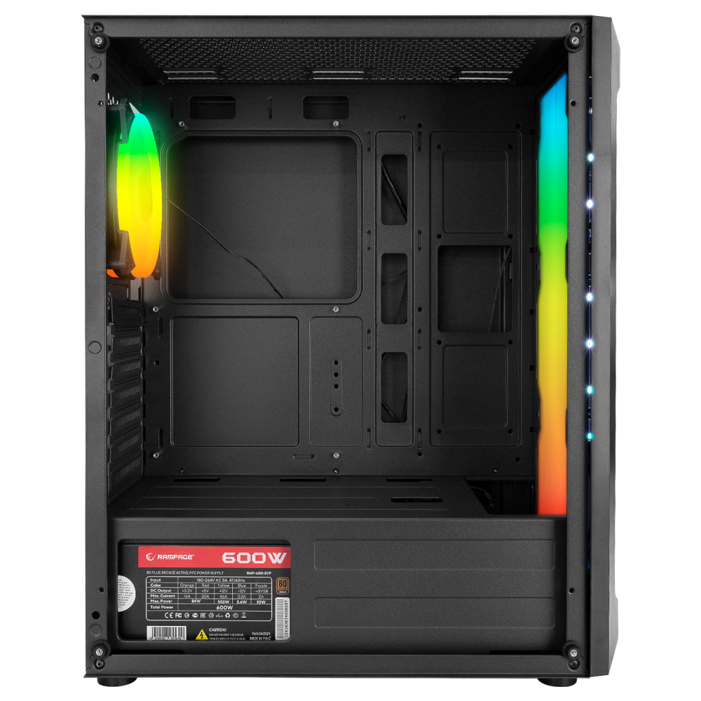 X-BASE Temper Camlı 600W 80 Plus Bronze ARGB Fanlı Gaming Oyuncu Kasası