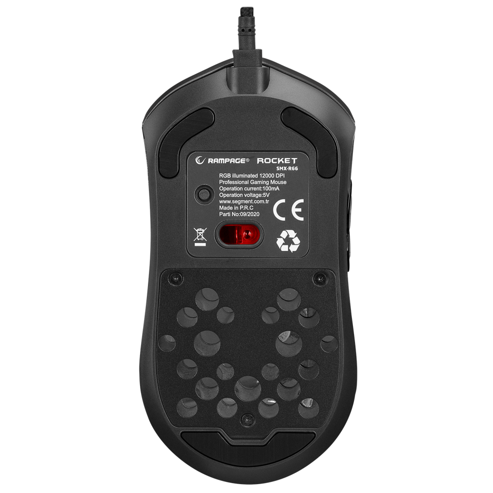 SMX-R66 ROCKET Ultra Hafif Siyah RGB Ledli 12000dpi Gaming Oyuncu Mouse - Rampage
