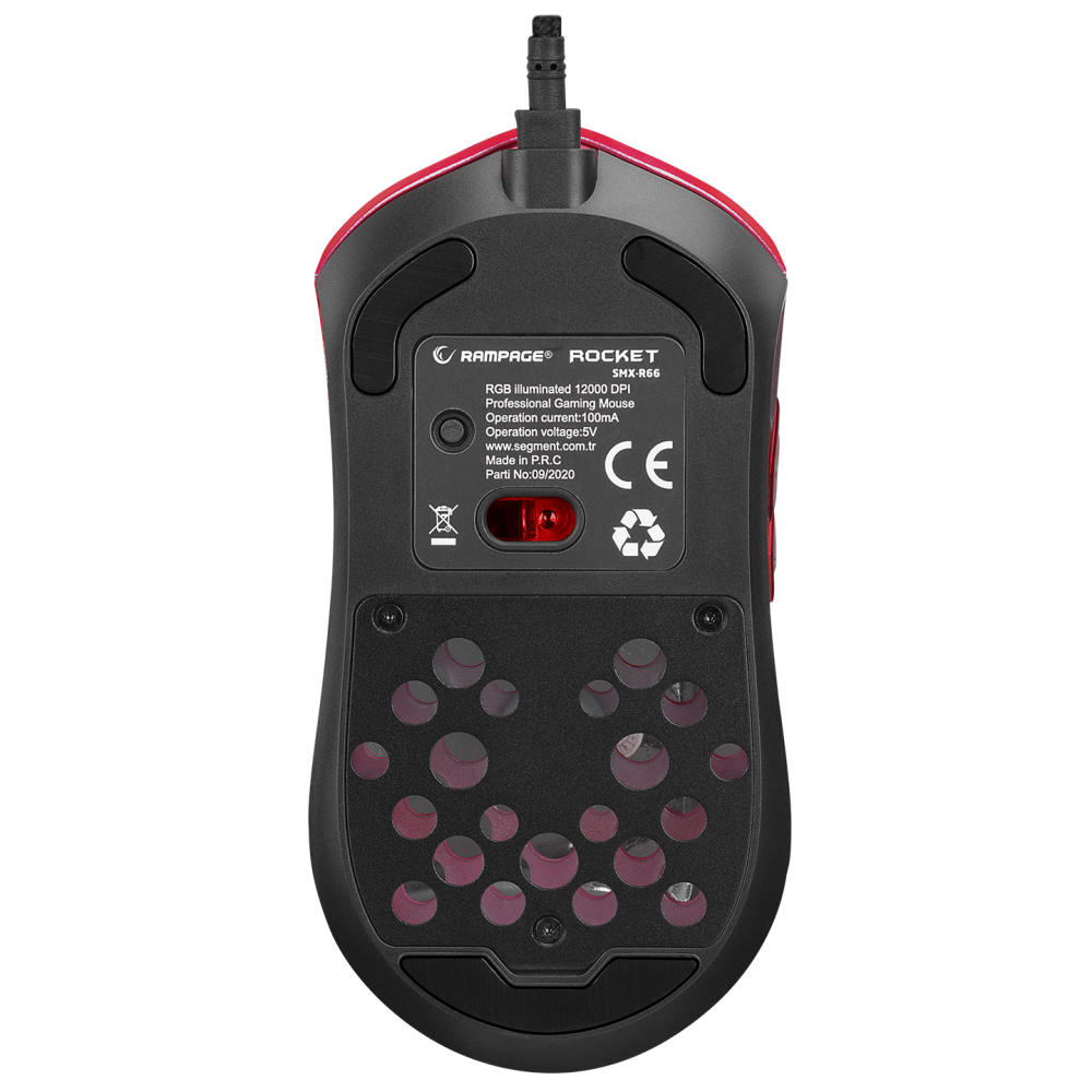 SMX-R66 ROCKET Ultra Hafif Kırmızı RGB Ledli 12000dpi Gaming Oyuncu Mouse