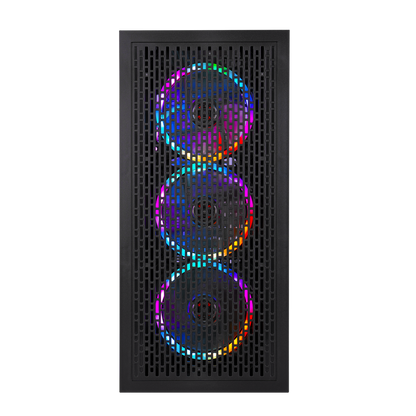 PLATINO Mesh Temperli Camlı 600W 80+ BRONZE 4*12cm Rainbow Fanlı ATX Mid-T Gaming Oyuncu Kasası
