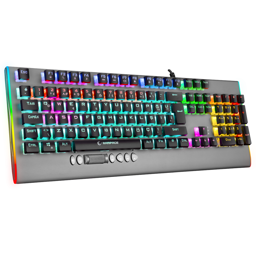 KB-R211 PRIME Rainbow Aydınlatmalı Kristal Blue Switch Mekanik Gaming Oyuncu Klavyesi - Rampage