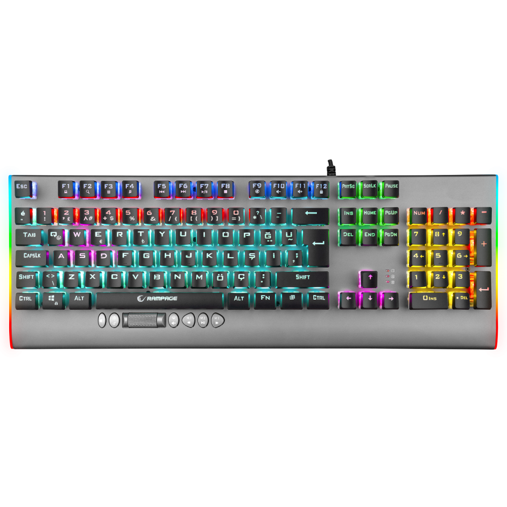KB-R211 PRIME Rainbow Aydınlatmalı Kristal Blue Switch Mekanik Gaming Oyuncu Klavyesi - Rampage