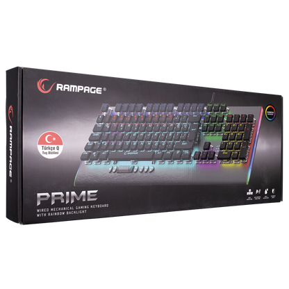 KB-R211 PRIME Rainbow Aydınlatmalı Kristal Blue Switch Mekanik Gaming Oyuncu Klavyesi - Rampage