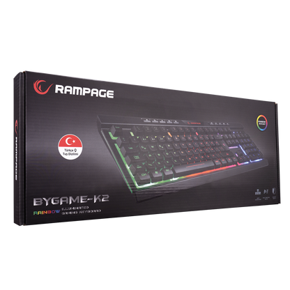 BYGAME-K2 Rainbow Aydınlatmalı Multimedia Gaming Oyuncu Klavyesi - Rampage