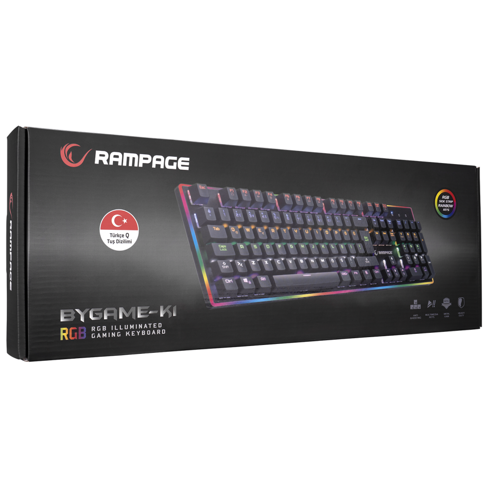 BYGAME-K1 RGB Led Frame Rainbow Mekanik Red Switch Gaming Oyuncu Klavyesi - Rampage