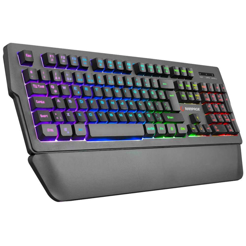 KB-R62 CLASSY RGB Aydınlatmalı Makrolu Bileklik Destekli Gaming Oyuncu Klavyesi - Rampage