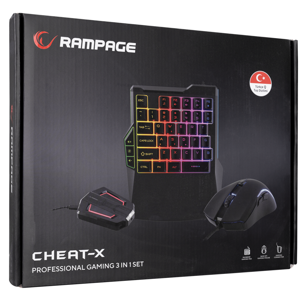 KM-R92 CHEAT-X USB Mini Klavye+Mouse+Switch Combo Gaming Oyuncu Klavye Mouse Set - Rampage