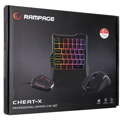 KM-R92 CHEAT-X USB Mini Klavye+Mouse+Switch Combo Gaming Oyuncu Klavye Mouse Set - Rampage