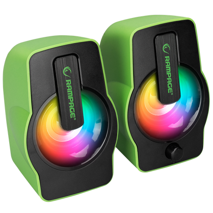 RMS-G7 FALSETTO 2.0 6 Watt RGB Ledli Yeşil Multimedia Gaming USB Speaker - Rampage
