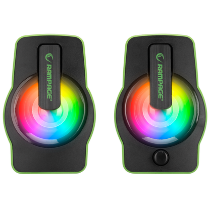 RMS-G7 FALSETTO 2.0 6 Watt RGB Ledli Yeşil Multimedia Gaming USB Speaker - Rampage