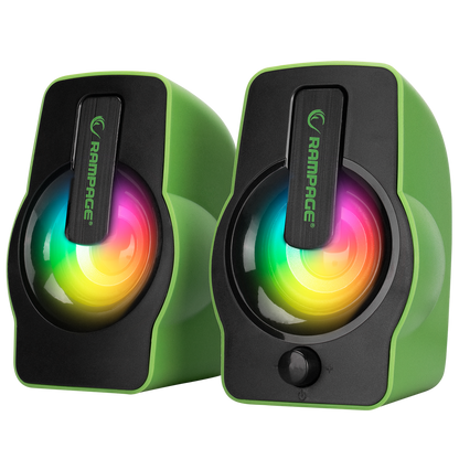 RMS-G7 FALSETTO 2.0 6 Watt RGB Ledli Yeşil Multimedia Gaming USB Speaker - Rampage