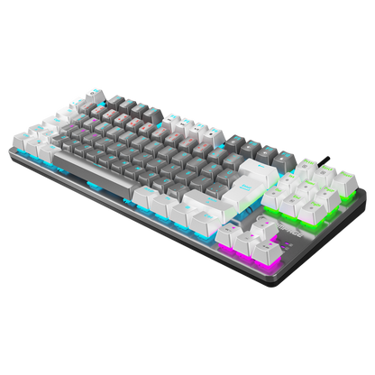 Snug K14 Blue Switch Rainbow TKL Mechanical Gaming Keyboard-White/Gray
