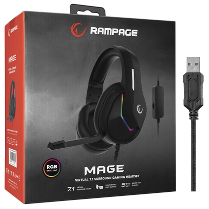 MAGE RGB 7.1 Oyuncu Kulaklığı - Siyah