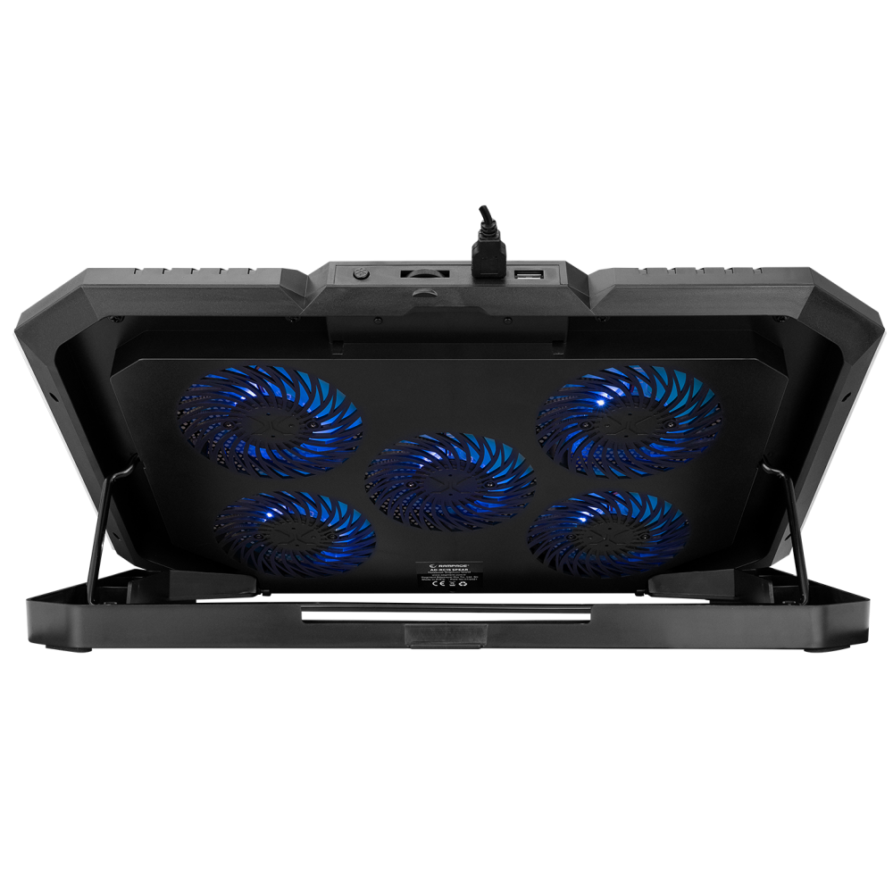 AD-RC15 SPEAR Siyah 5 Fan 2 USB RGB Işıklı 15-17 inç Notebook Soğutucu Stand - Rampage