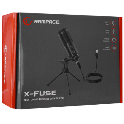 RA-MP65 X-FUSE Sıyah 1.5M USB Kablo Tripodlu Masaüstü Mikrofon - Rampage