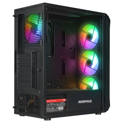 COMPACT 750W 80+ BRONZE Siyah 4*RGB Auto Fan E-ATX Mid-T Gaming Oyuncu Kasası - Rampage