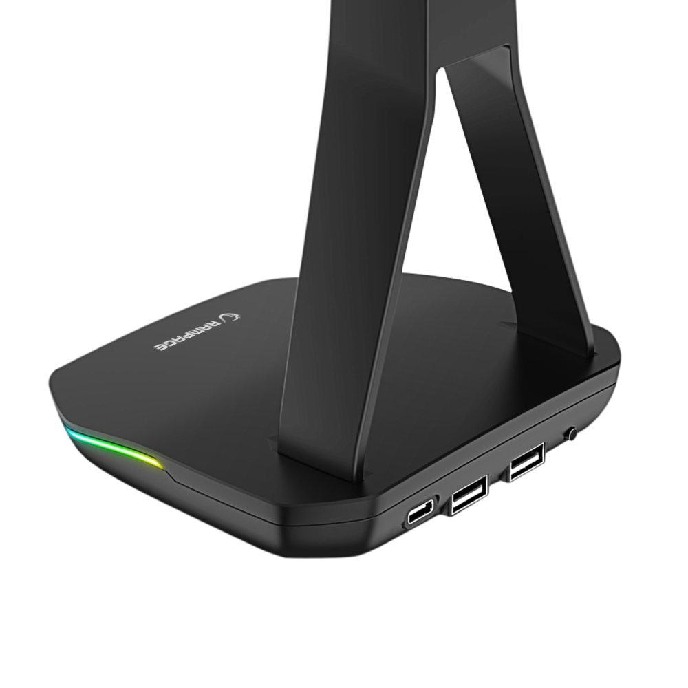TOWER T14 Kulaklık İçin Stand RGB Işıklı 2*Usb Port Siyah - Rampage