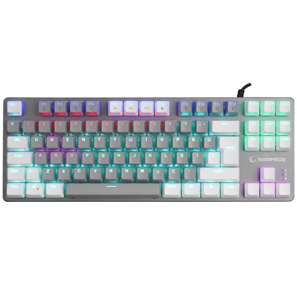SNUG K14 Beyaz/Gri BLUE SWITCH Rainbow TKL Mekanik Gaming Oyuncu Klavyesi - Rampage