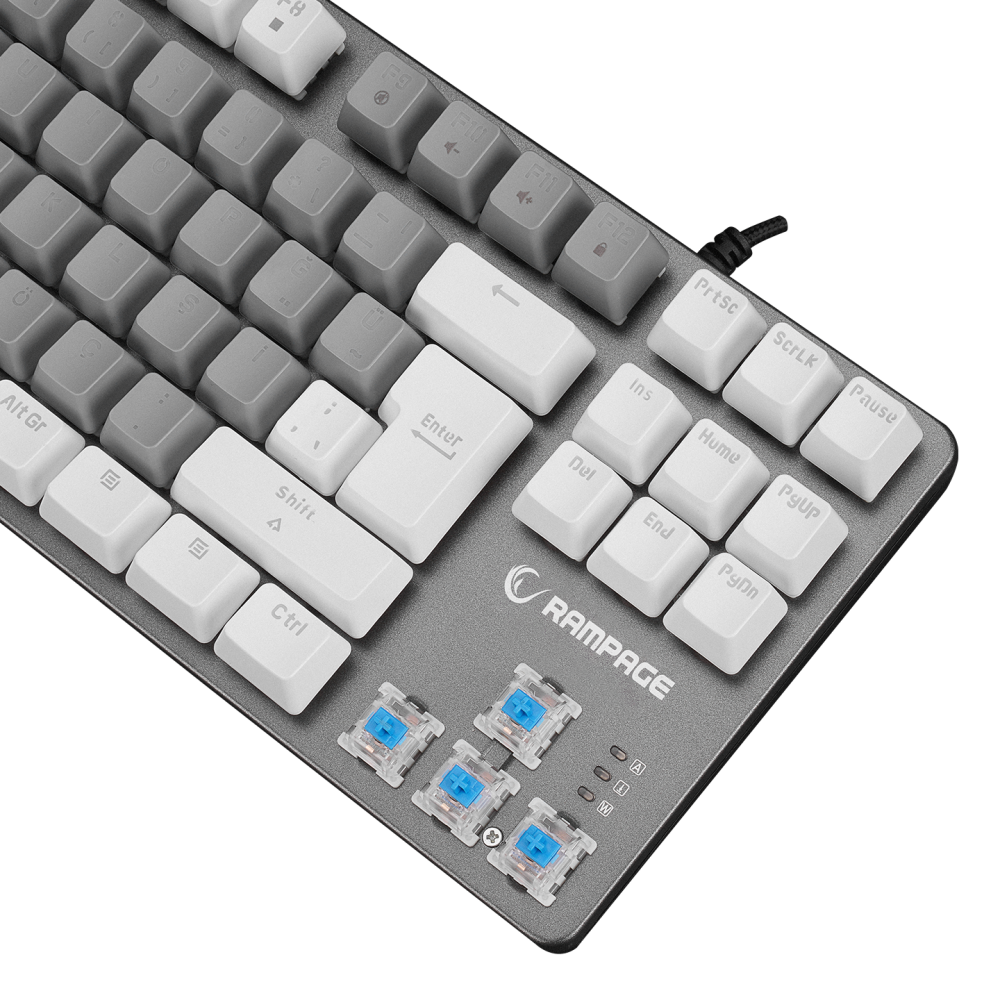 SNUG K14 Beyaz/Gri BLUE SWITCH Rainbow TKL Mekanik Gaming Oyuncu Klavyesi - Rampage