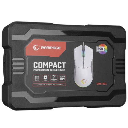 SMX-R21 COMPACT Usb Beyaz/Gri RGB Işıklı+Macro 7200dpi / 1000hz Gaming Oyuncu Mouse