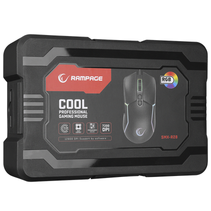 SMX-R28 COOL Usb Siyah RGB Işıklı+Macro 7200dpi / 1000hz Gaming Oyuncu Mouse